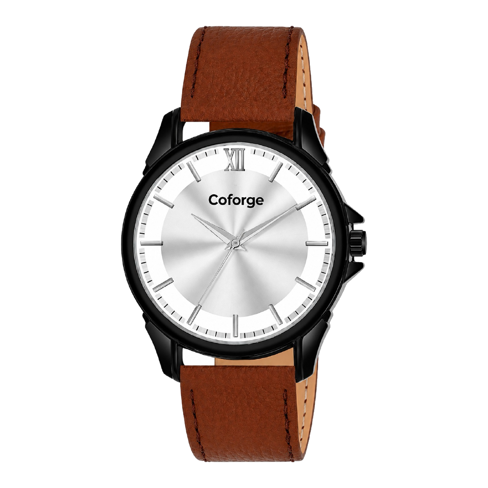 Silver Contrast corporate watch, silver dial, roman numerals, customised with Coforge branding