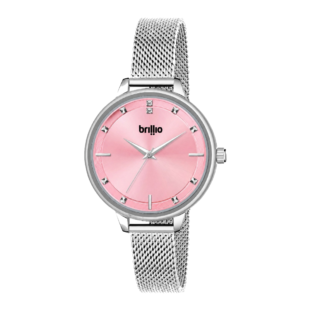 Blush Mesh corporate watch, pink dial, customised with Brillio branding