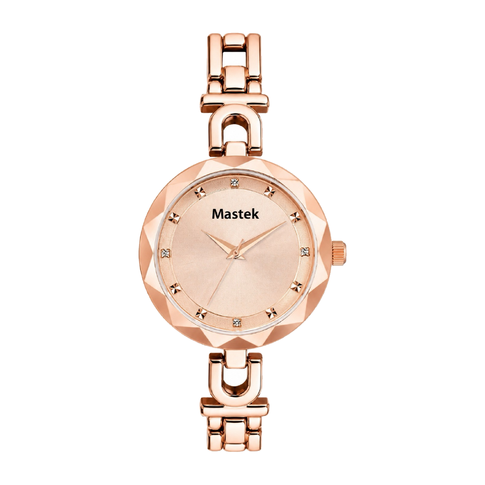 Faceted Rose corporate watch, rose dial, customised with Mastek branding