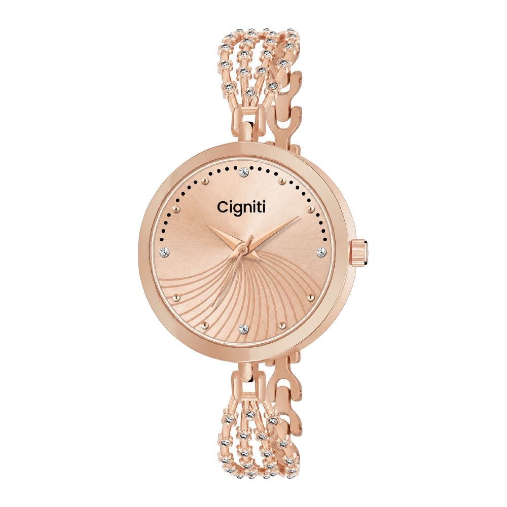 Chain Rose corporate watch, textured rose dial, customised with Cigniti branding