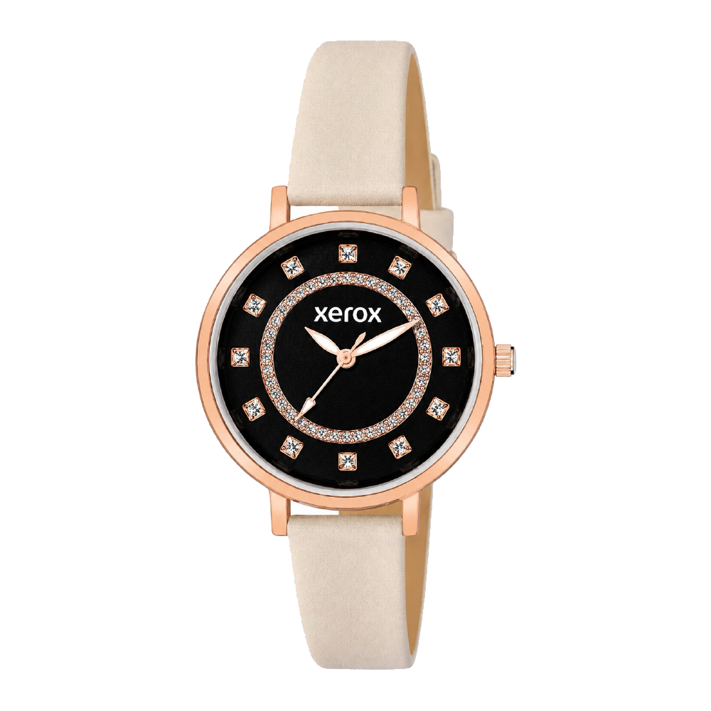 Crystal Noir corporate watch, black crystal-set dial, customised with Xerox branding